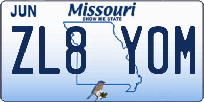 MO license plate ZL8Y0M