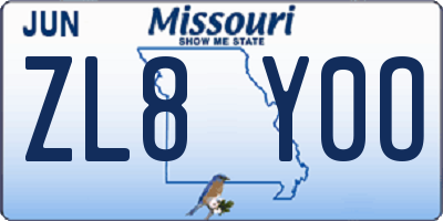 MO license plate ZL8Y0O
