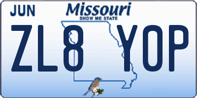 MO license plate ZL8Y0P