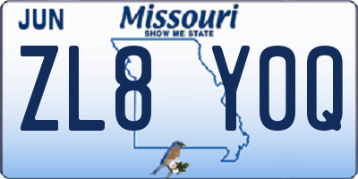MO license plate ZL8Y0Q