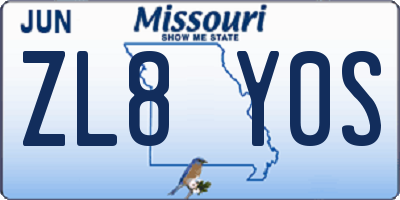 MO license plate ZL8Y0S