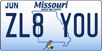 MO license plate ZL8Y0U