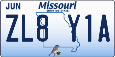 MO license plate ZL8Y1A