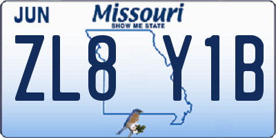 MO license plate ZL8Y1B