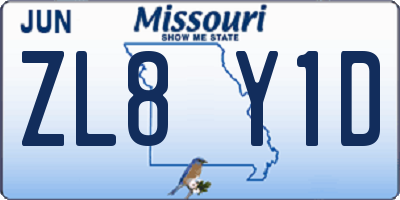 MO license plate ZL8Y1D