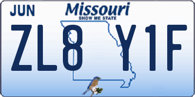 MO license plate ZL8Y1F