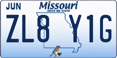 MO license plate ZL8Y1G