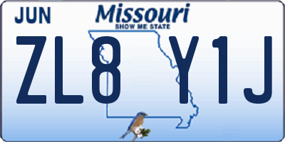 MO license plate ZL8Y1J