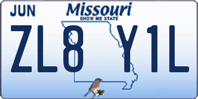 MO license plate ZL8Y1L