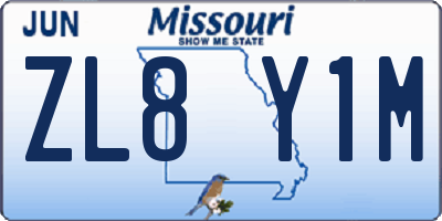 MO license plate ZL8Y1M