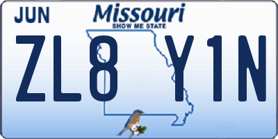 MO license plate ZL8Y1N