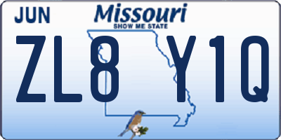 MO license plate ZL8Y1Q