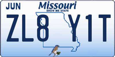 MO license plate ZL8Y1T