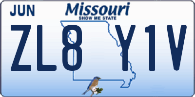 MO license plate ZL8Y1V