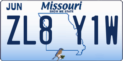 MO license plate ZL8Y1W