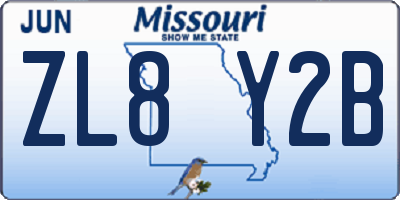 MO license plate ZL8Y2B