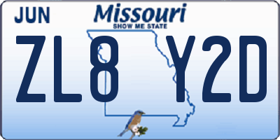 MO license plate ZL8Y2D