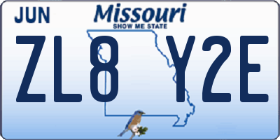 MO license plate ZL8Y2E