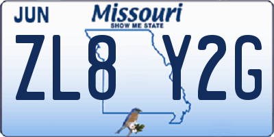 MO license plate ZL8Y2G