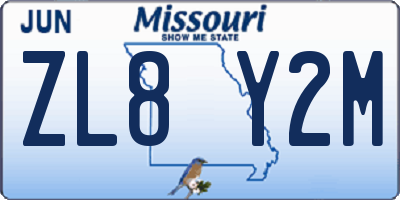 MO license plate ZL8Y2M