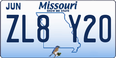 MO license plate ZL8Y2O
