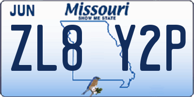 MO license plate ZL8Y2P