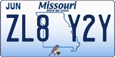 MO license plate ZL8Y2Y
