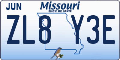 MO license plate ZL8Y3E