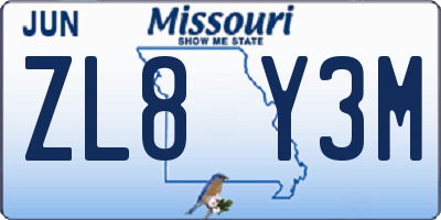 MO license plate ZL8Y3M