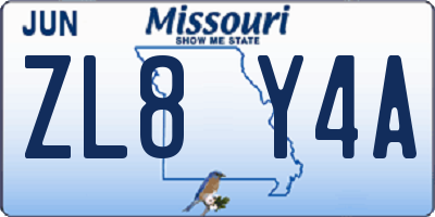MO license plate ZL8Y4A