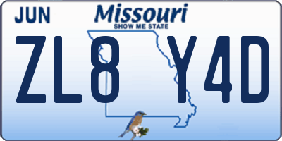 MO license plate ZL8Y4D