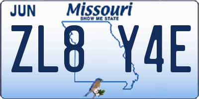 MO license plate ZL8Y4E