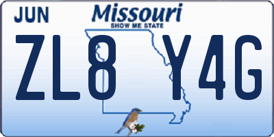 MO license plate ZL8Y4G