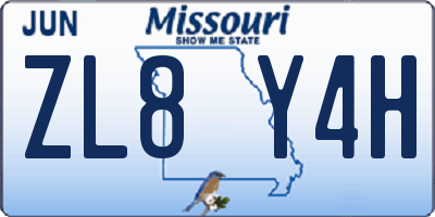 MO license plate ZL8Y4H