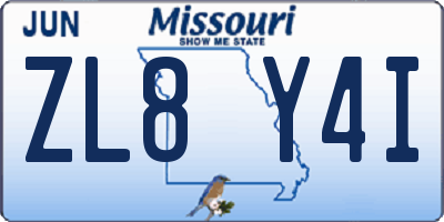 MO license plate ZL8Y4I