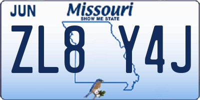 MO license plate ZL8Y4J