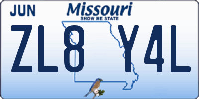 MO license plate ZL8Y4L