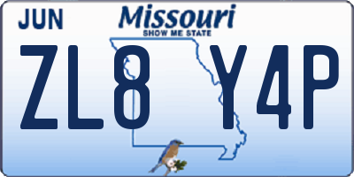 MO license plate ZL8Y4P