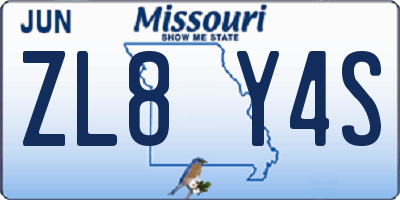 MO license plate ZL8Y4S
