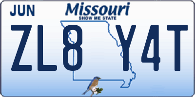 MO license plate ZL8Y4T