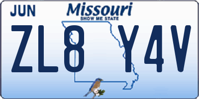 MO license plate ZL8Y4V
