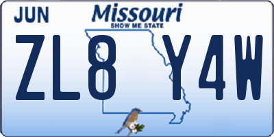 MO license plate ZL8Y4W