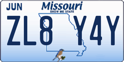 MO license plate ZL8Y4Y