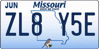 MO license plate ZL8Y5E