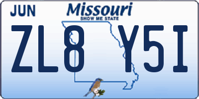 MO license plate ZL8Y5I