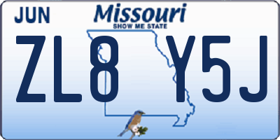 MO license plate ZL8Y5J