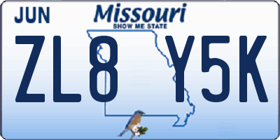 MO license plate ZL8Y5K