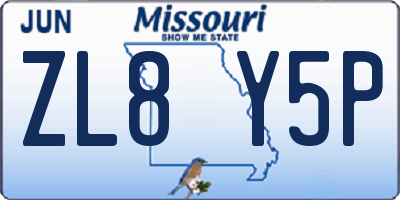 MO license plate ZL8Y5P