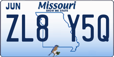 MO license plate ZL8Y5Q