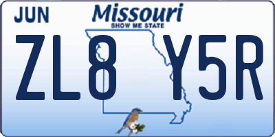 MO license plate ZL8Y5R